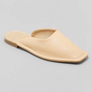 Women's Tan Brandy Mules Slide Flat Tan - Universal Thread